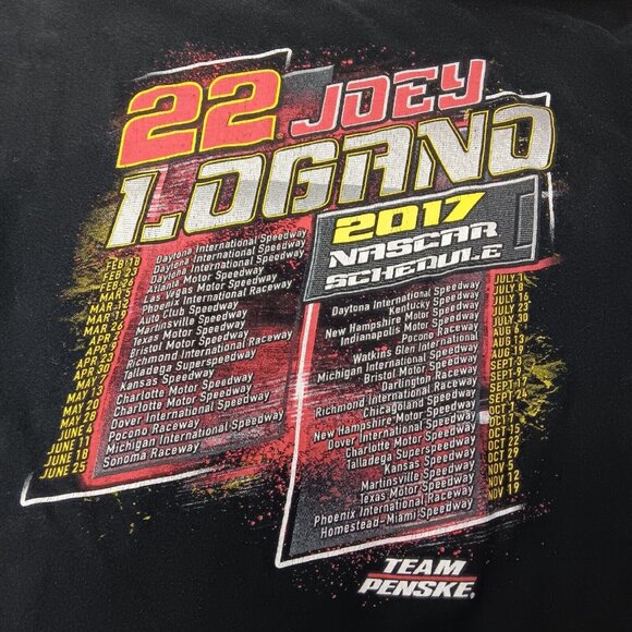 NASCAR Joey Logano #22 2017 Racing Schedule Womens 2XL T Shirt Black Race WS20 - Picture 4 of 10